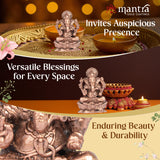 MANTRA DIVIT Lotus Ganesha Idol | Pure Copper Idol with Polished Lacquer Finish | 1.8” Height