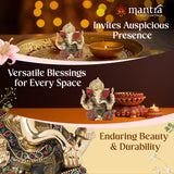 MANTRA DIVIT Appu Ganesh Idol with Gem Stone Designs For Home | Pure Brass Made Ganesh Ji Murti (Polished Lacquer Finish), idol For Home Decoration, Office Desks, Pooja Room, Gifting (5.5” Height)
