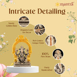 MANTRA DIVIT Pure Brass Made Valampuri Ganesha Idol (Silver And Gold Plated) (4” Height)