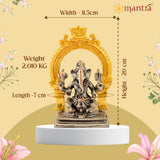 MANTRA DIVIT Pure Brass Made Valampuri Ganesha Idol (Silver And Gold Plated) (4” Height)