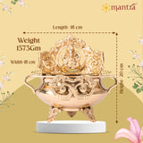 MANTRA OJAS Ganesh Urli for Home | Pure Brass Made Urli (Polished Lacquer Finish) for Pooja Room, Reception, Hall, Garden, Gifting (8” Height)