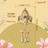 MANTRA OJAS Ganesh Wall Hanging Bell and Oil Lamp for Home | Pure Brass Made Gajamukha (Polished Lacquer Finish) Wall Décor for Home Decoration, Pooja Room, Gifting (8.4” Height)