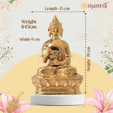 MANTRA DIVIT Buddha Idol For Home | Pure Brass Made Buddha Statue (Polished Lacquer Finish), Buddha idol For Home Decoration, Office Desks, Gifting (7.2” Height)