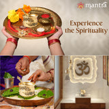 MANTRA MUKTI Panchapatra Set for Pooja | Brass Made Pancha Patram and Spoon (Udharini) for Puja (Gold Coated with 1-Year Warranty for Plating) (2.4” Height)