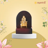 Mantra DIVIT | Pure Brass Made Shiradi Sai Baba Idol (24K Gold Plated) Seated on Wooden Base (3.6” Height)