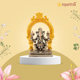 MANTRA DIVIT Pure Brass Made Valampuri Ganesha Idol (Silver And Gold Plated) (4” Height)