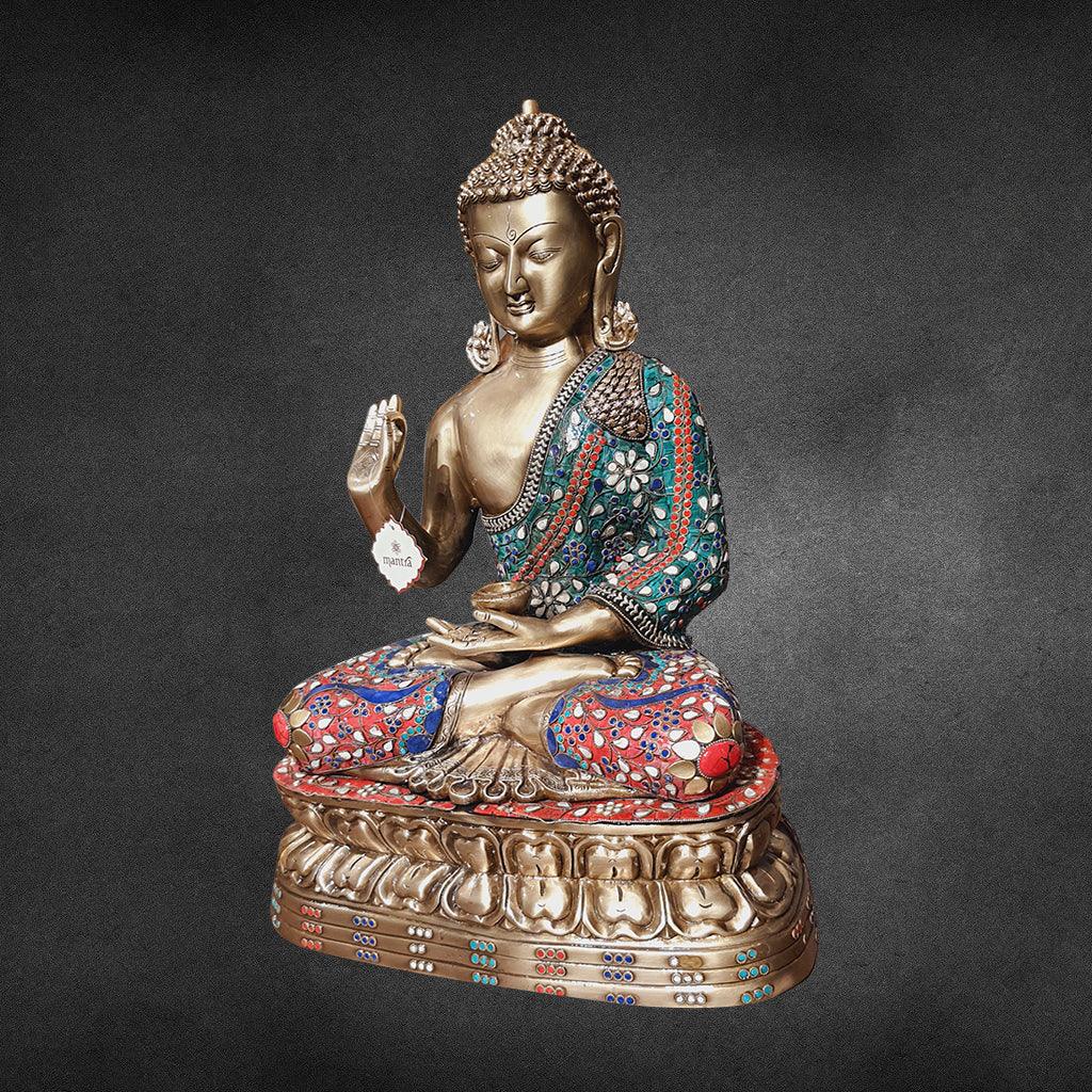 Buddha With Stone 23.2" - mantra gold coatings 