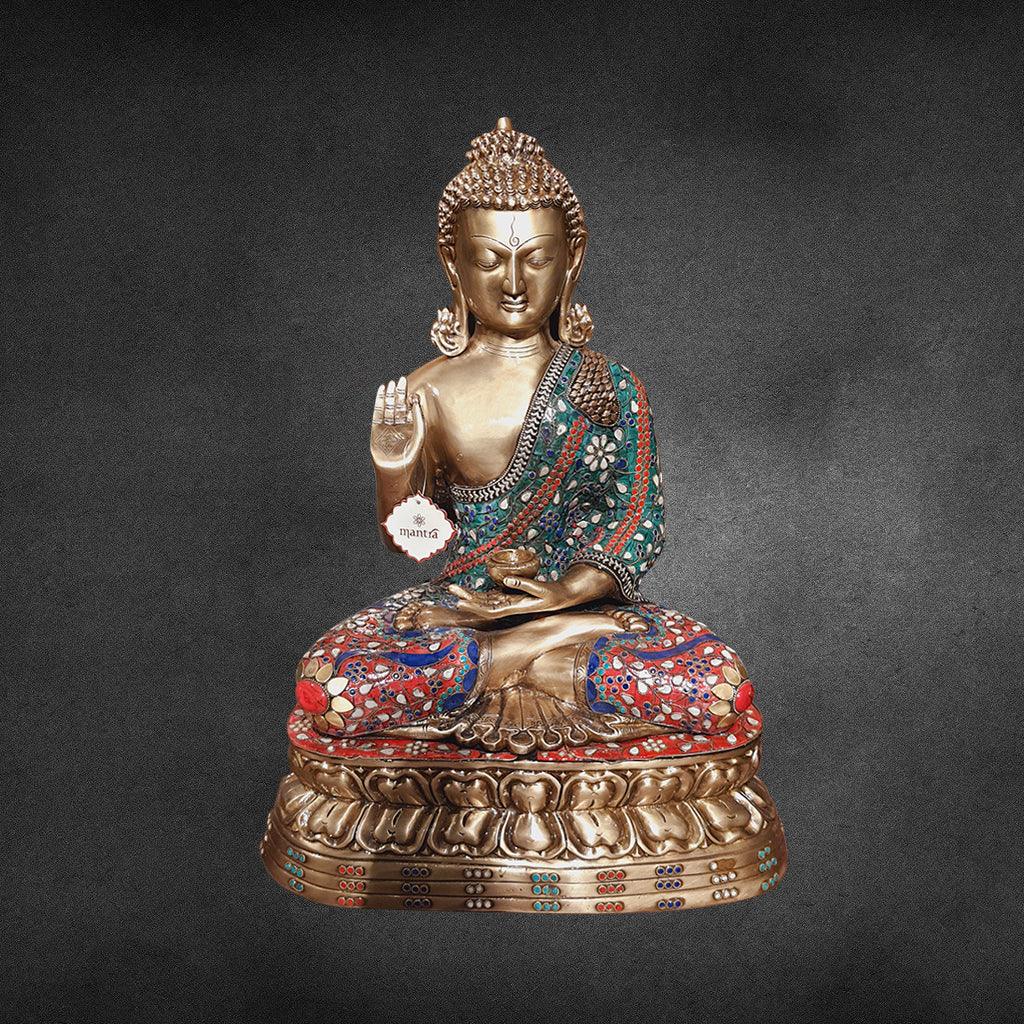 Buddha With Stone 23.2" - mantra gold coatings 