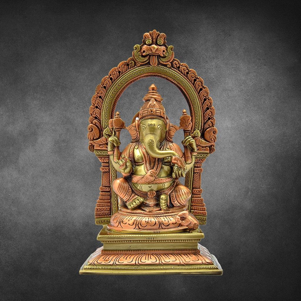 Ganesha With Arch  8" - mantra gold coatings 