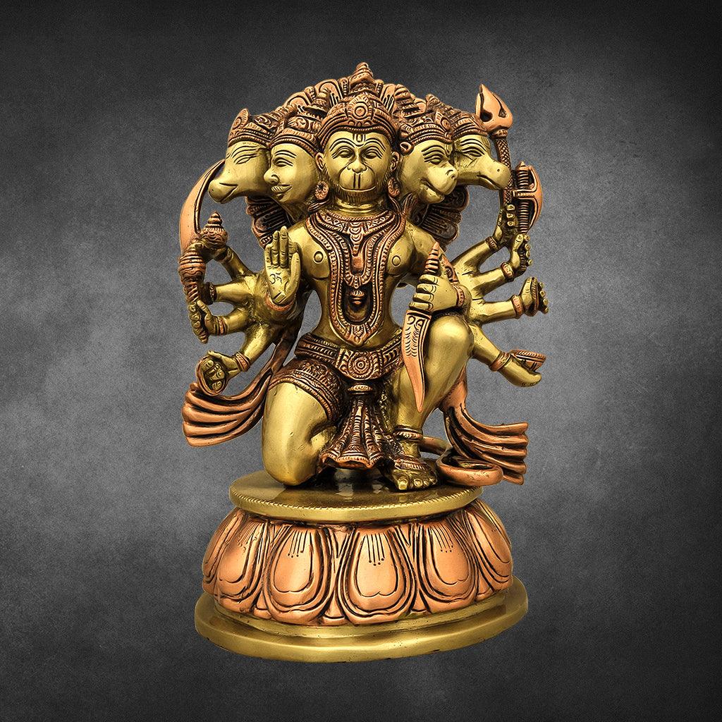 Panchamuga Hanuman 12" - mantra gold coatings 