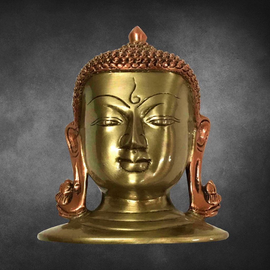 Buddha Mask Wall Hanging 6" - mantra gold coatings 