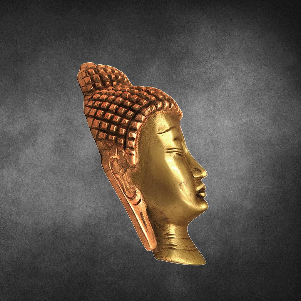 Buddha Mask Wall Hanging 5.2" - mantra gold coatings 