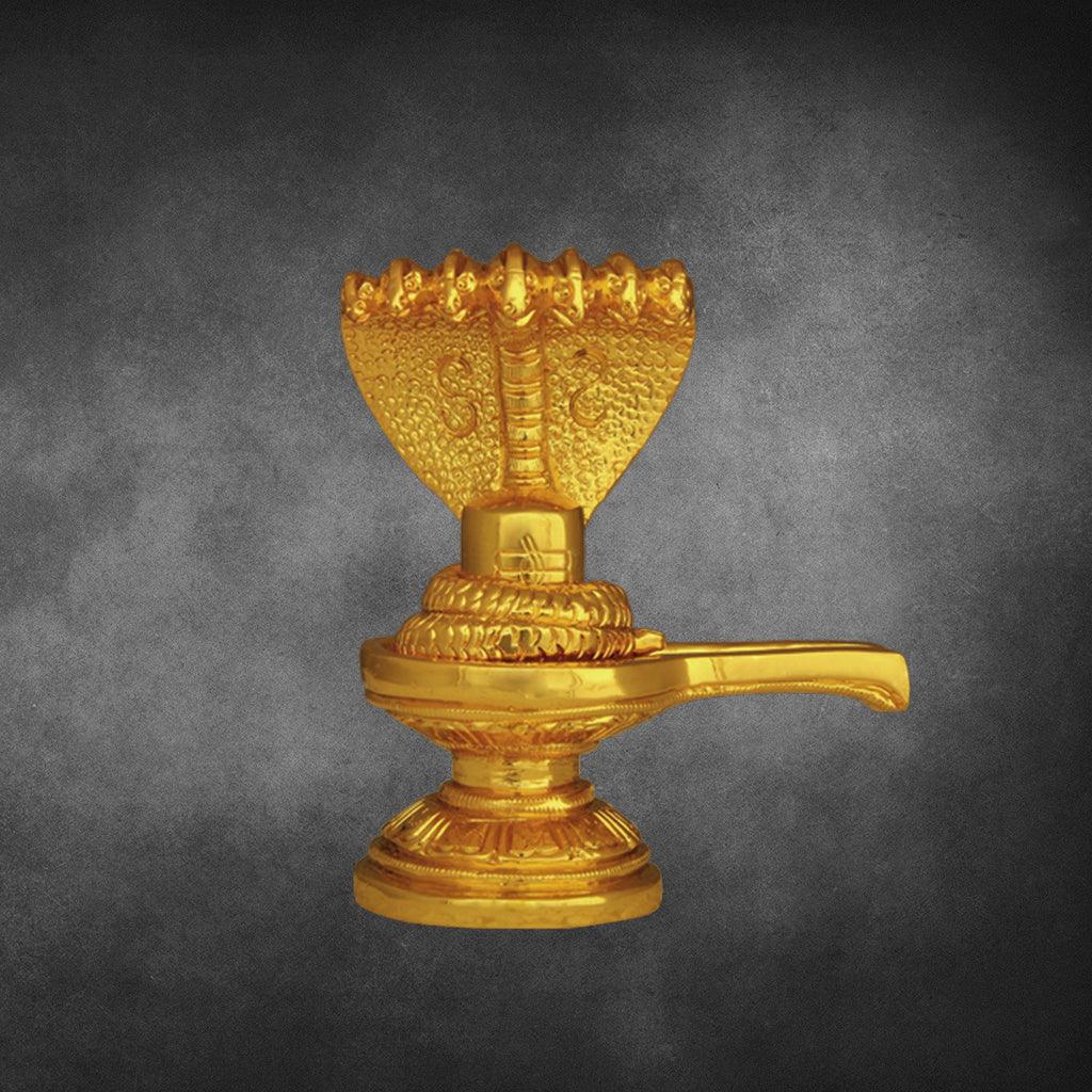 Sivalingam With Snake 3.2" - mantra gold coatings 