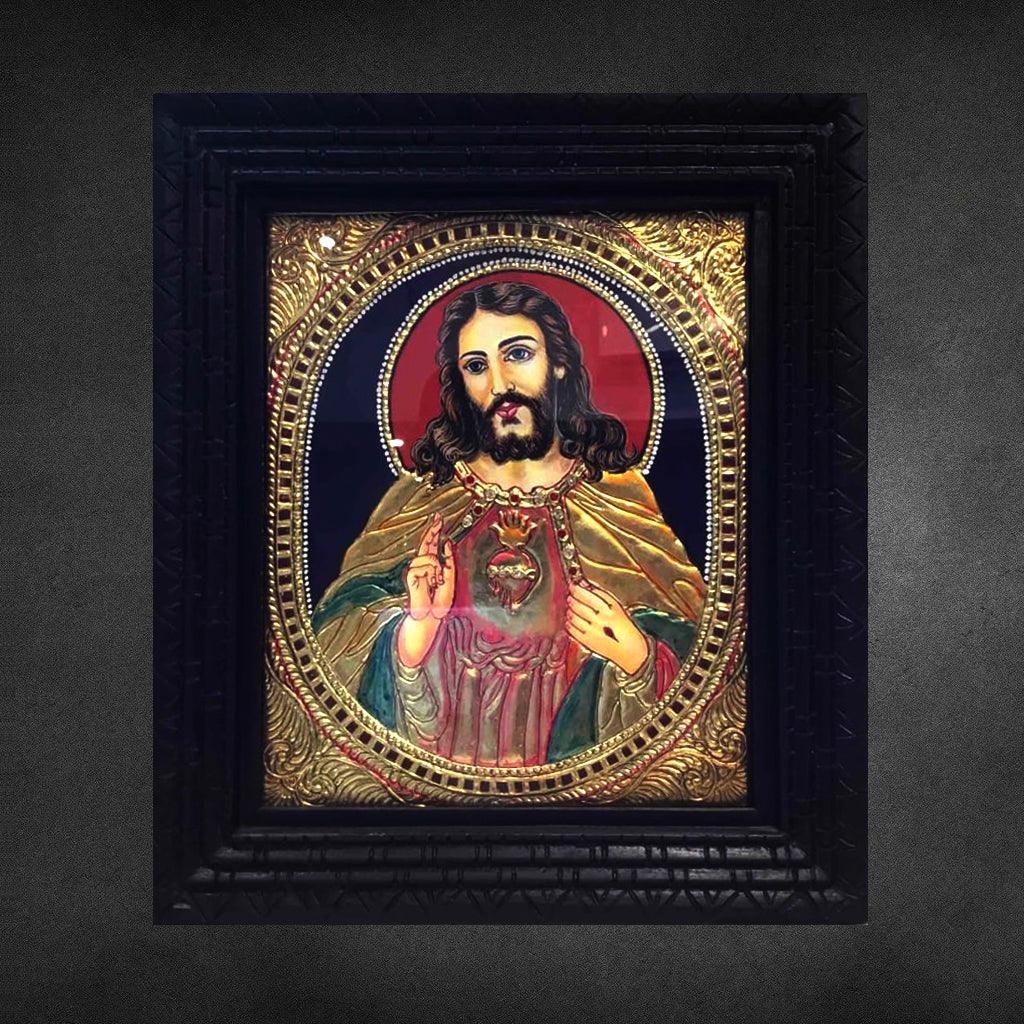 Tanjore Frame - Jesus 15.6" - mantra gold coatings 