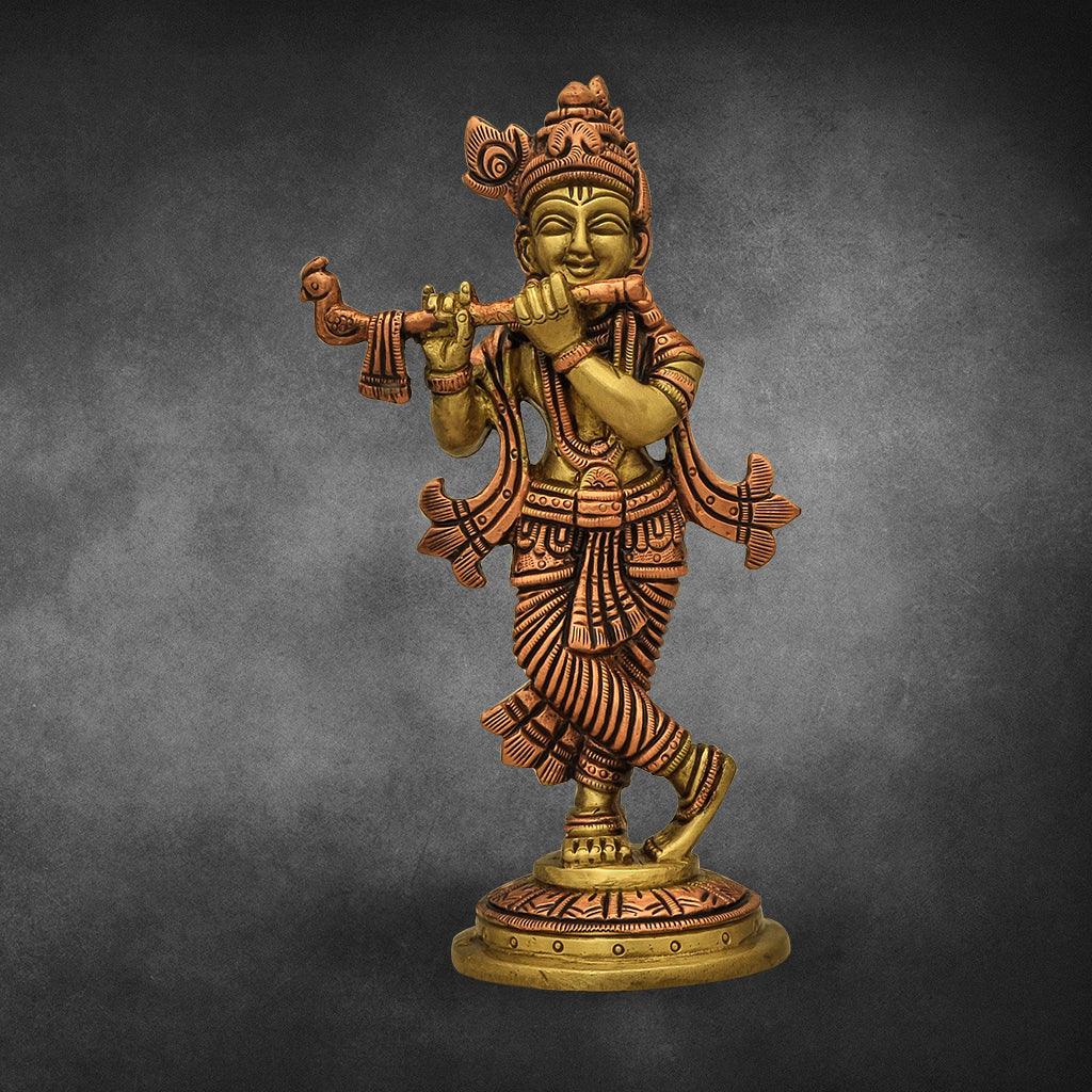 Standing Krishna 6" - mantra gold coatings 