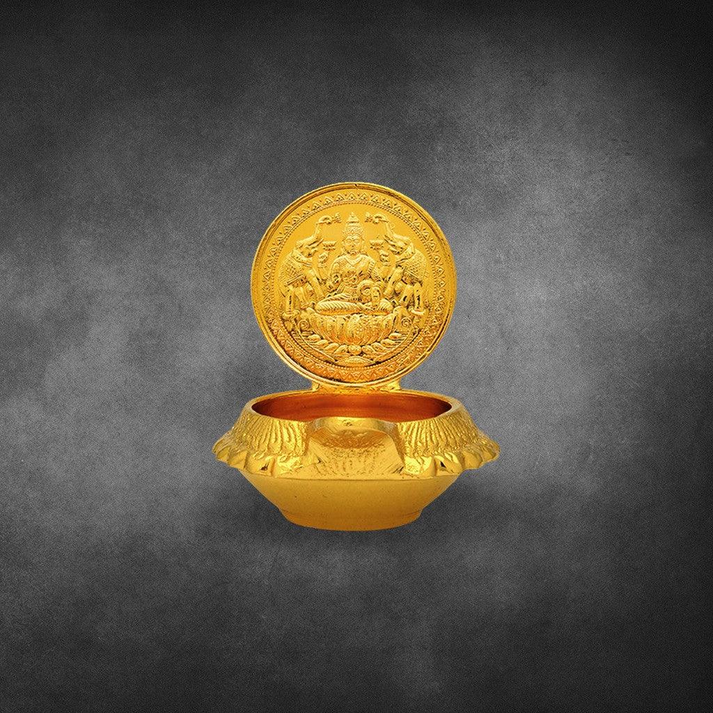 Gajalakshmi Lamp 2.4" - mantra gold coatings 