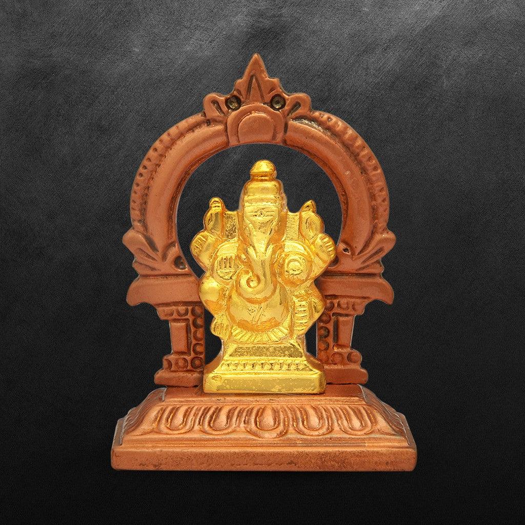 One Side Ganesha With Arch 2.4" - mantra gold coatings 