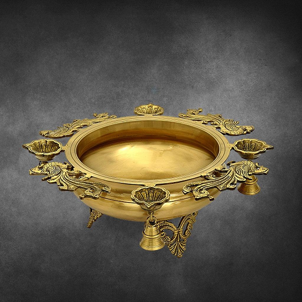 Urli Peacock Agal & Bell 15.2" - mantra gold coatings 