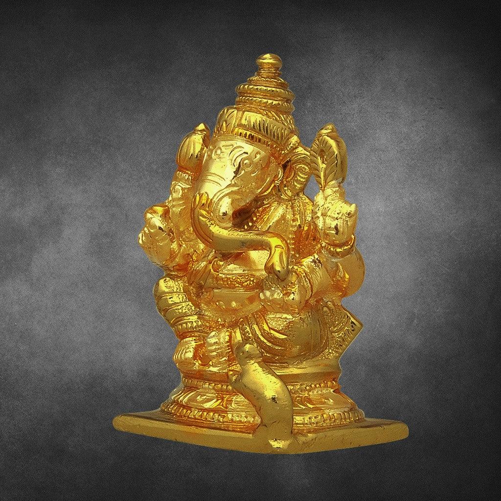 Ananda Ganesha  3.2" - mantra gold coatings 
