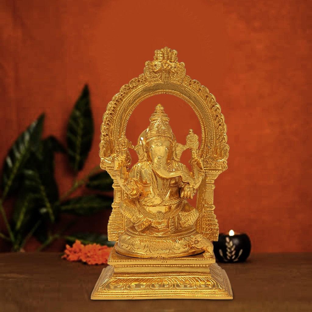 Ganesha With Arch  8" - mantra gold coatings 