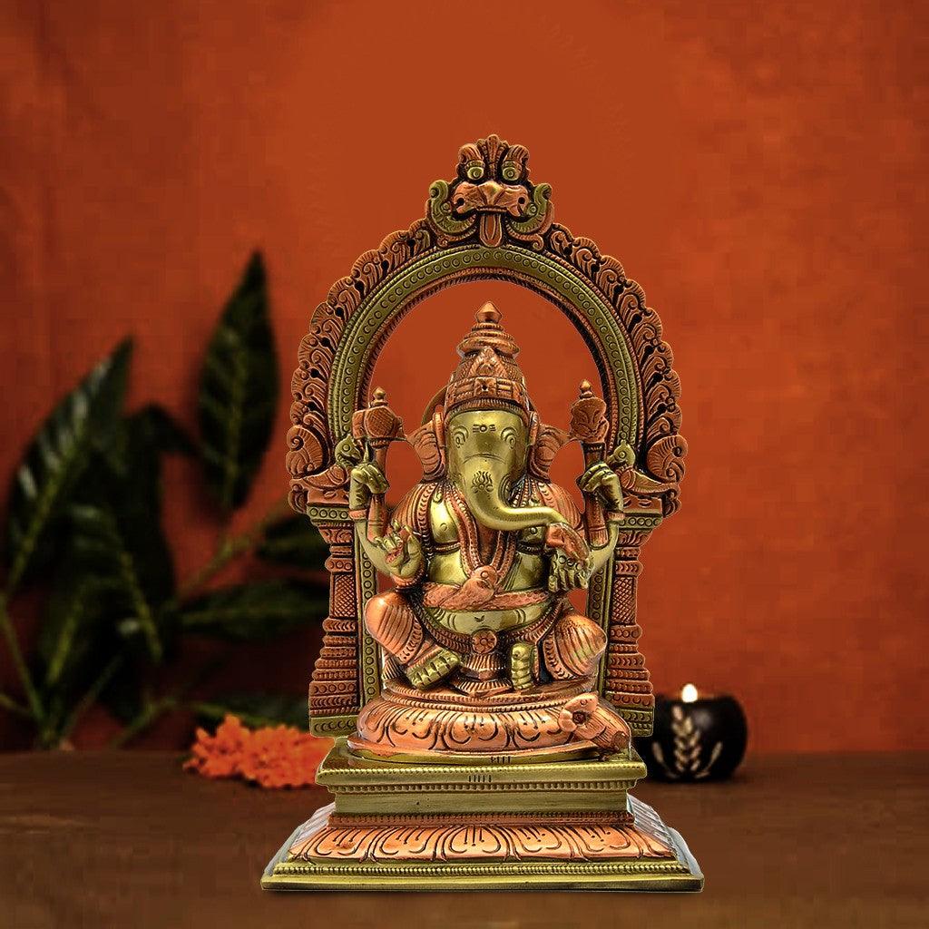 Ganesha With Arch  8" - mantra gold coatings 