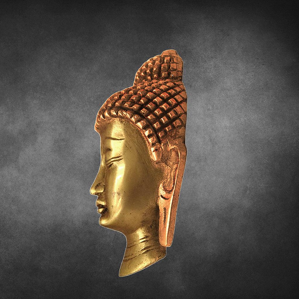 Buddha Mask Wall Hanging 5.2" - mantra gold coatings 