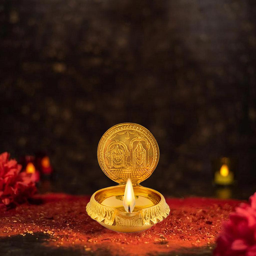 Balaji Thayar Lamp  2.4" - mantra gold coatings 