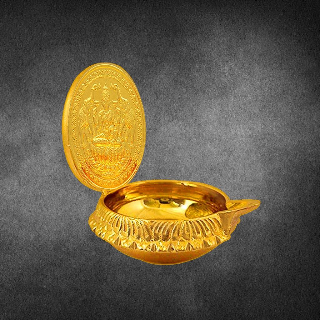 Gajalakshmi Lamp 3.2" - mantra gold coatings 