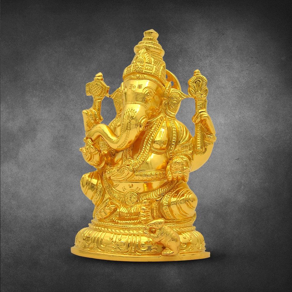 Ganesha With Base 5.2" - mantra gold coatings 