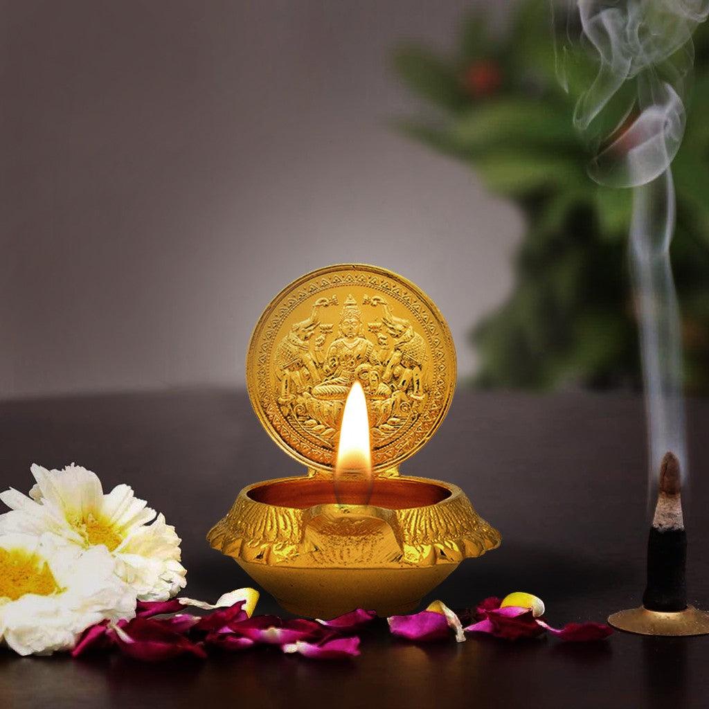 Gajalakshmi Lamp 2.4" - mantra gold coatings 