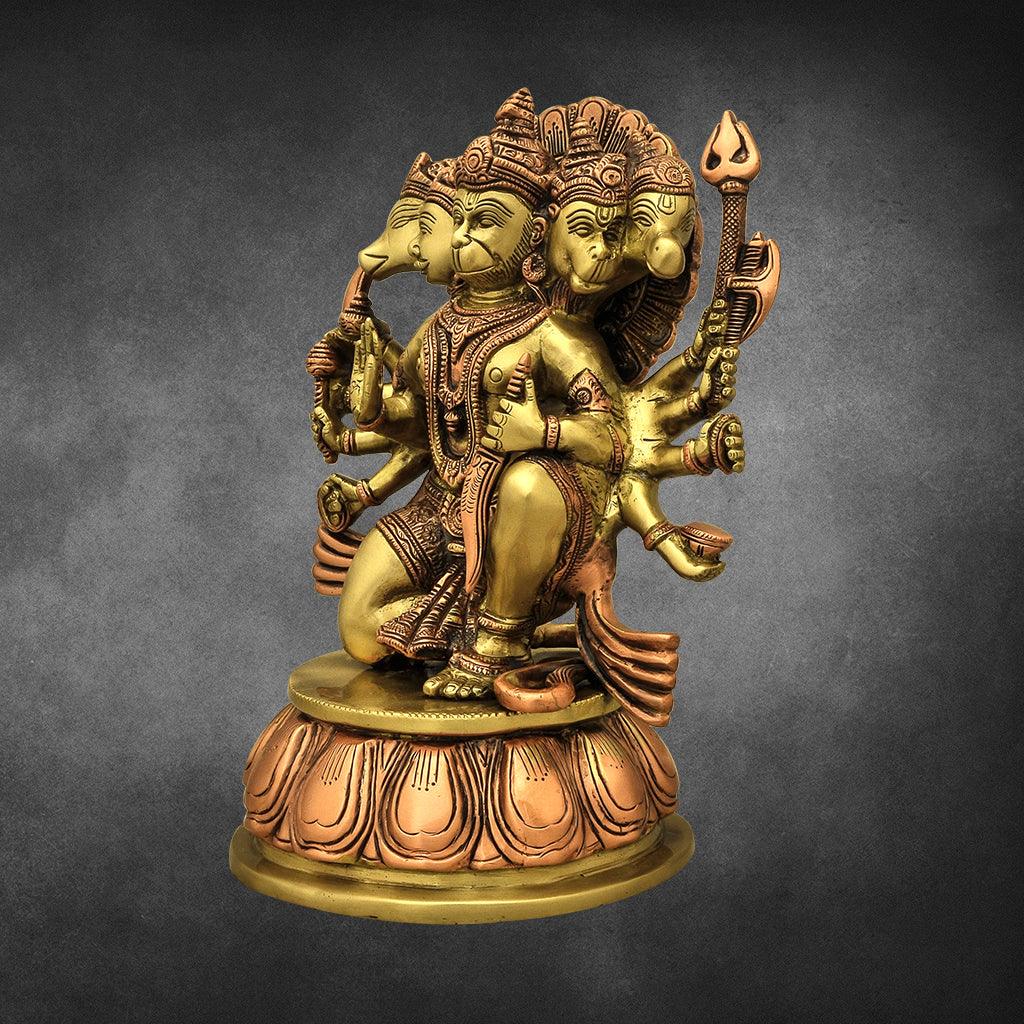 Panchamuga Hanuman 12" - mantra gold coatings 