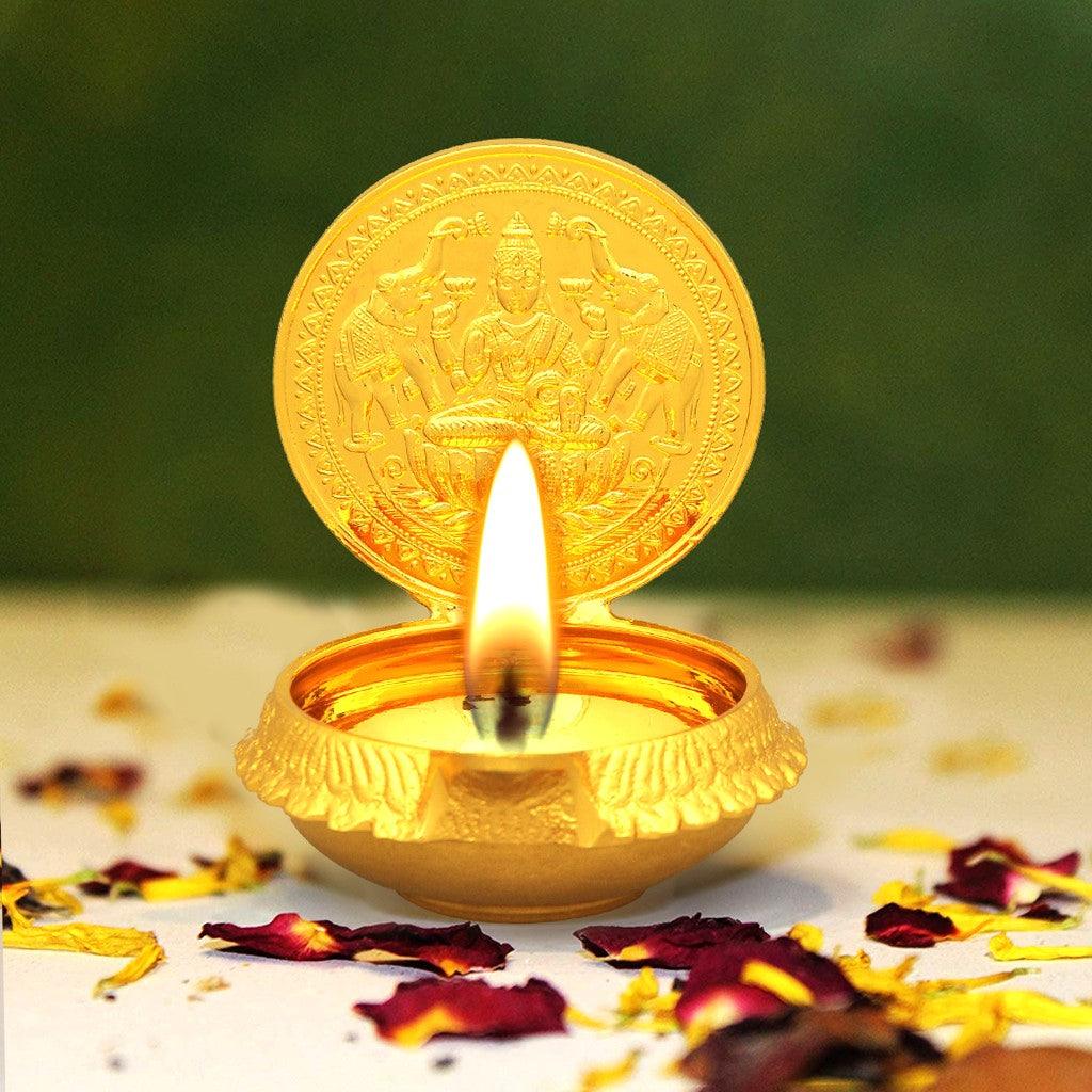 Gajalakshmi Lamp 3.2" - mantra gold coatings 