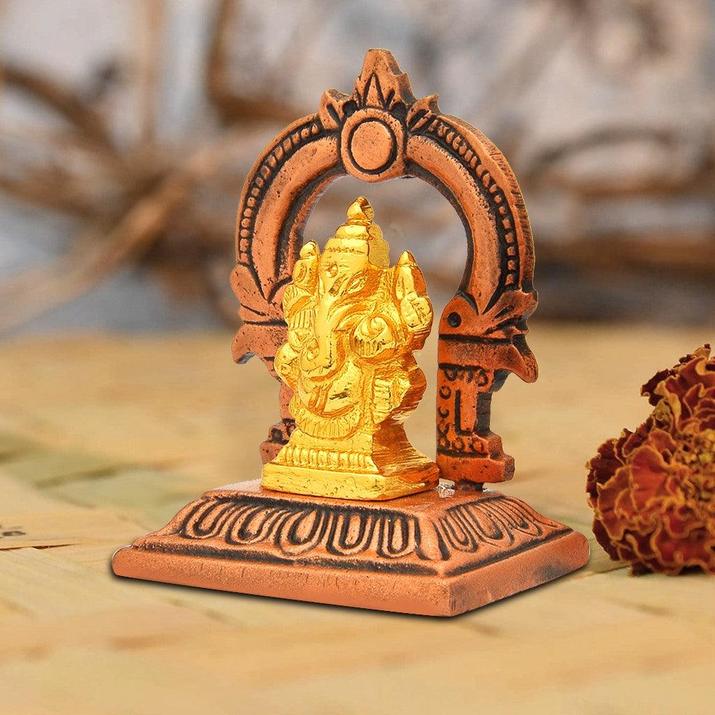 One Side Ganesha With Arch 2.4" - mantra gold coatings 